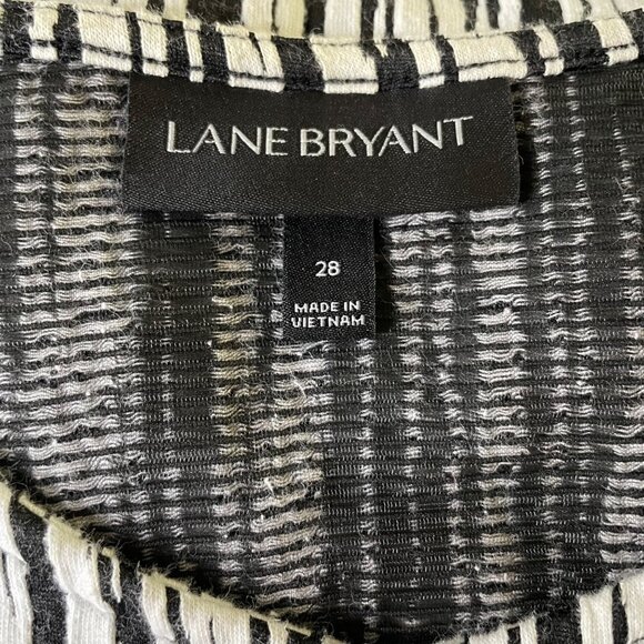 Lane Bryant Womens Black White Striped Sleeveless Belted Dress Plus Size 28 u - Picture 2 of 11